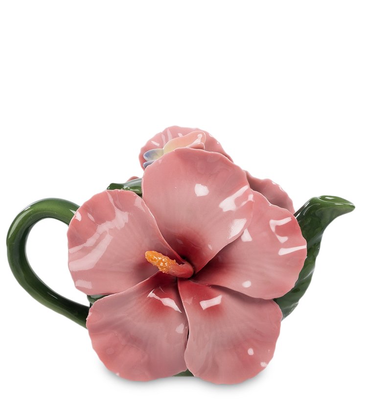 Заварочный чайник из фарфора Гибискус Pavone CMS-26/ 1, фотография сбоку