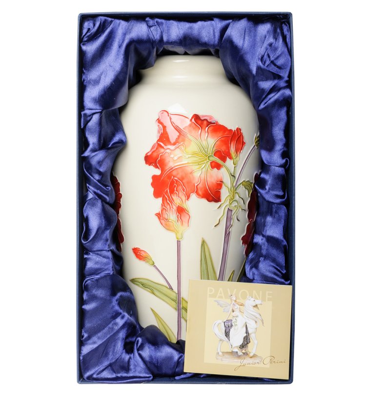 Настольная фарфоровая Ваза для цветов Маки Pavone JP-155/16, фотография в упаковке