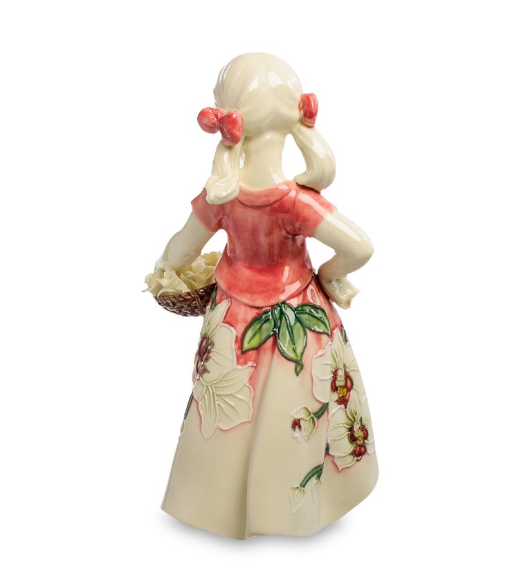 Фарфоровая Статуэтка Юная Леди с цветами Pavone JP-12/13, фотография со спины