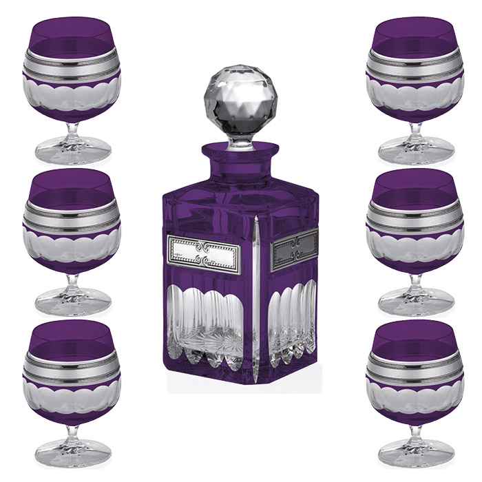 Набор для коньяка на 6 персон Фиолетовый Изумруд Linea Argenti CR1803V