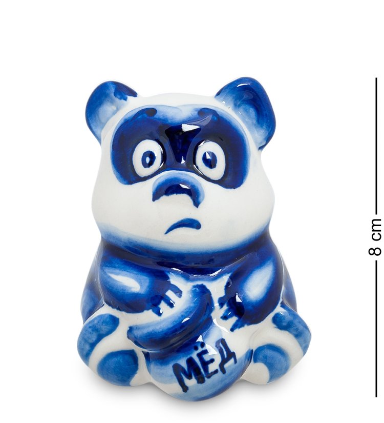 Статуэтка Винни Пух с горшком меда Голубая гжель ГЛ-123