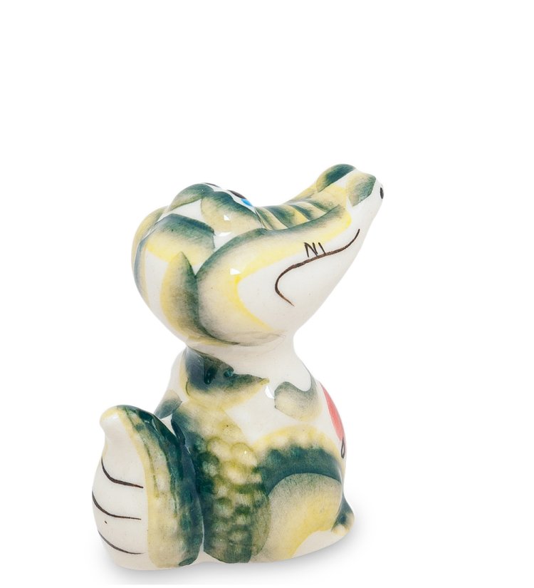 Статуэтка Крокодильчик Цветная гжель ГЛ-210, фотография сбоку