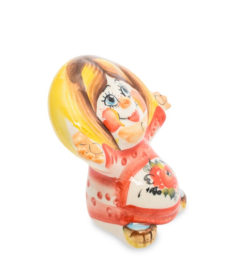 Фигурка домовенок Кузя Цветная гжель ГЛ-456, фотография сбоку