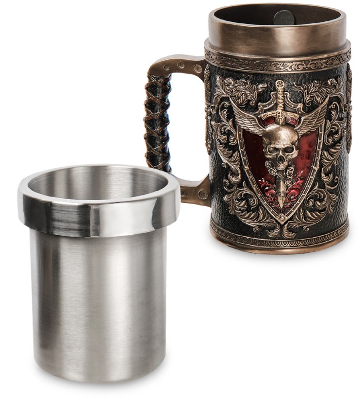 Пивная кружка Крылатый череп Veronese WS-1075, фотография в разобранном виде