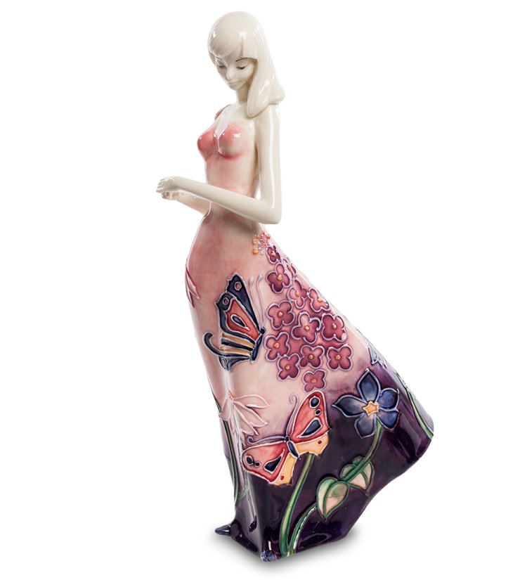 Статуэтка из фарфора Девушка в розовом платье с бабочками Pavone JP-115/ 6