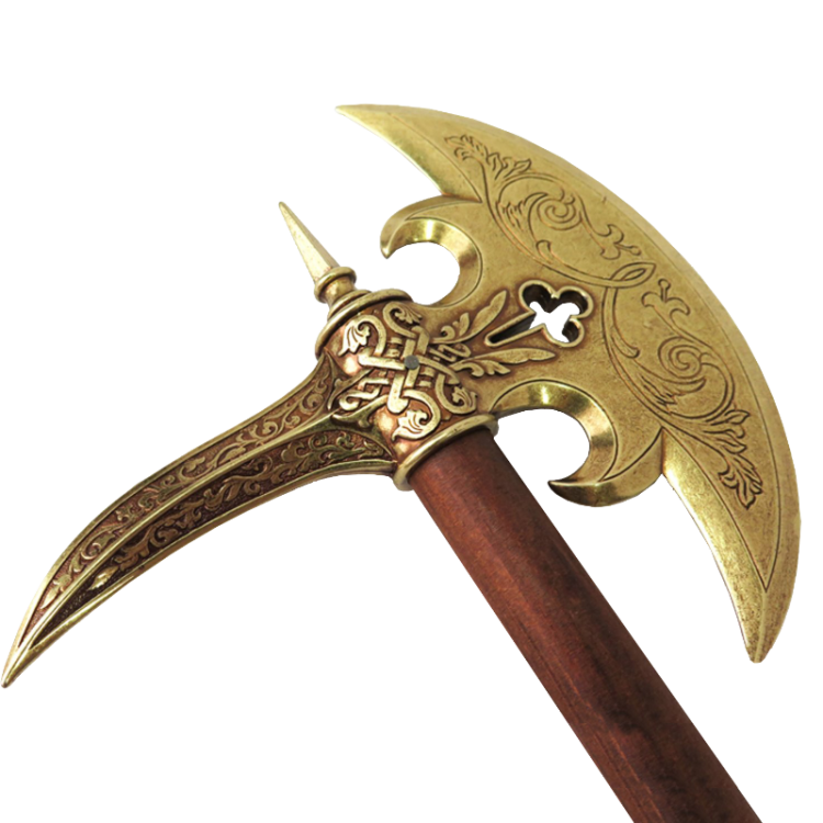 Макет Боевого топорика Raven Peak, Германия 16 века, золотой Denix 5602, фотография крупным планом