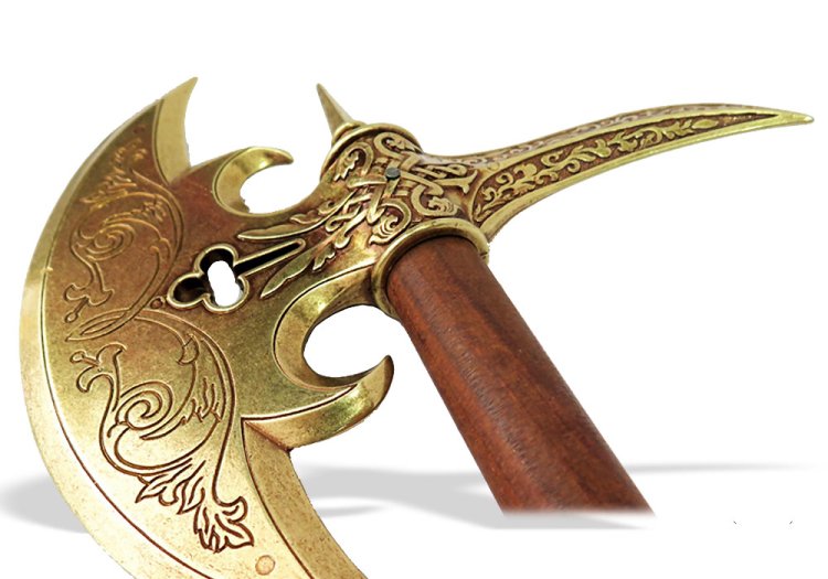 Макет Боевого топорика Raven Peak, Германия 16 века, золотой Denix 5602, фотография клинка