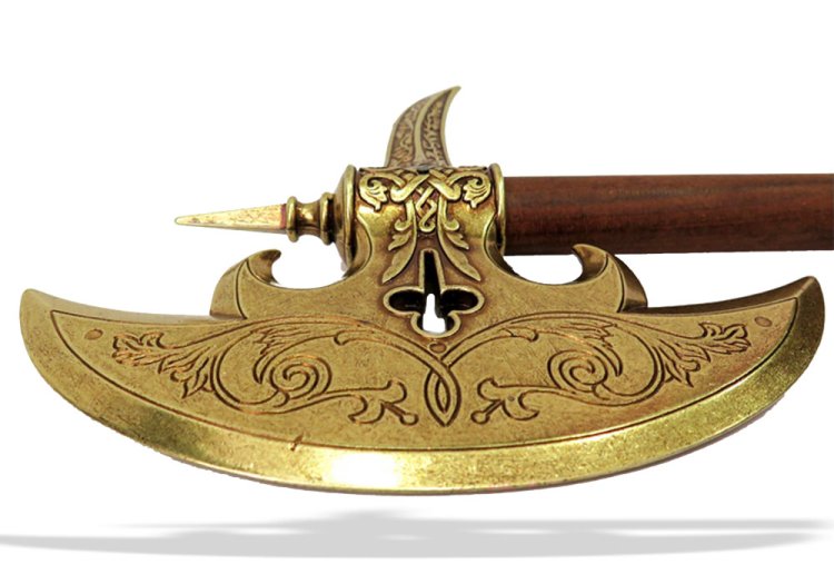 Макет Боевого топорика Raven Peak, Германия 16 века, золотой Denix 5602, фотография лезвия