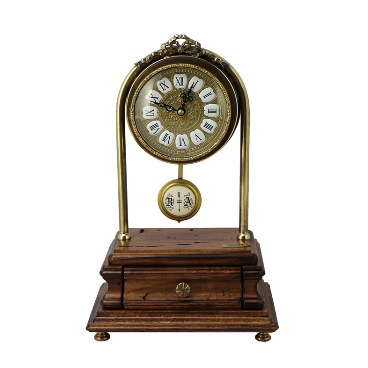 Настольные часы из дерева в стиле барокко с ящиком Capanni FC-3718