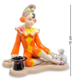 Статуэтка из фарфора Клоунесса с собачкой и шляпой