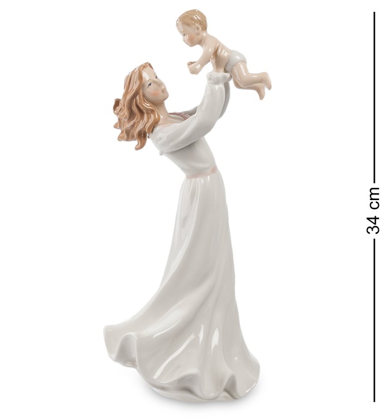 Статуэтка из фарфора Девушка с ребенком в белом платье Pavone CMS-15/ 6