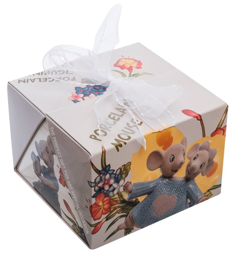 Статуэтка из фарфора Двух мышей с сердцем Вместе и навсегда Pavone JP-121/ 1, фотография коробочка