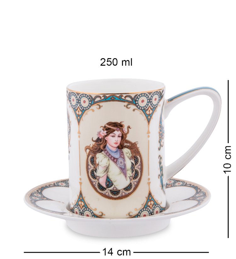 Чайный набор на 2 персоны из фарфора Габриэлла  Pavone JK- 56, фотография кружки с блюдцем