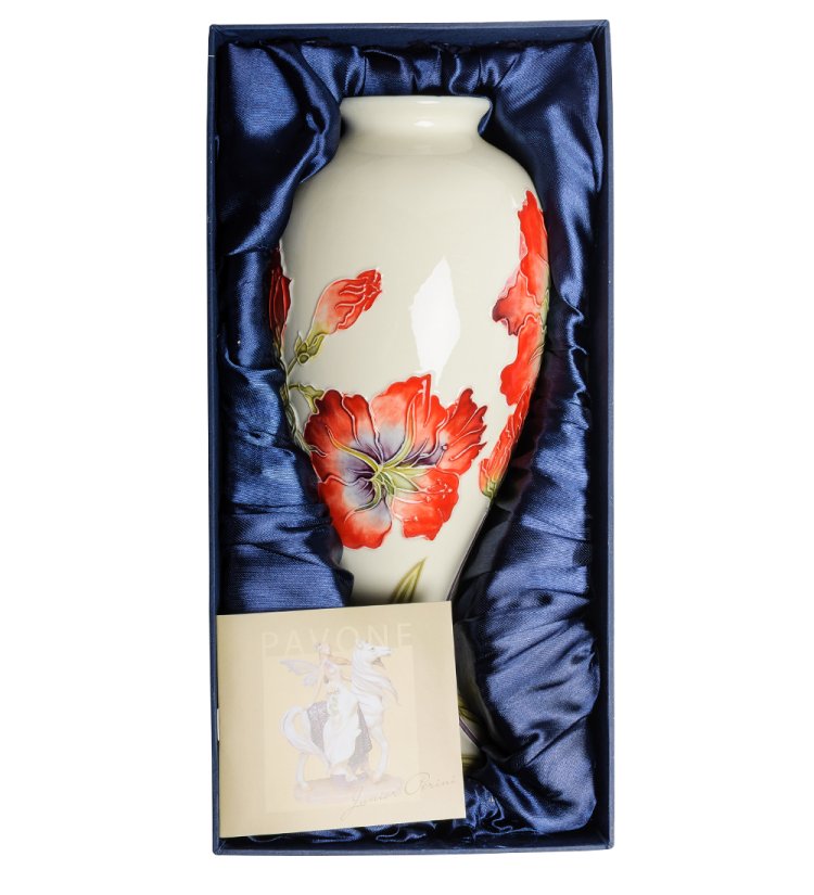 Ваза из фарфора для цветов Маки Pavone JP-155/17, фотография в коробке