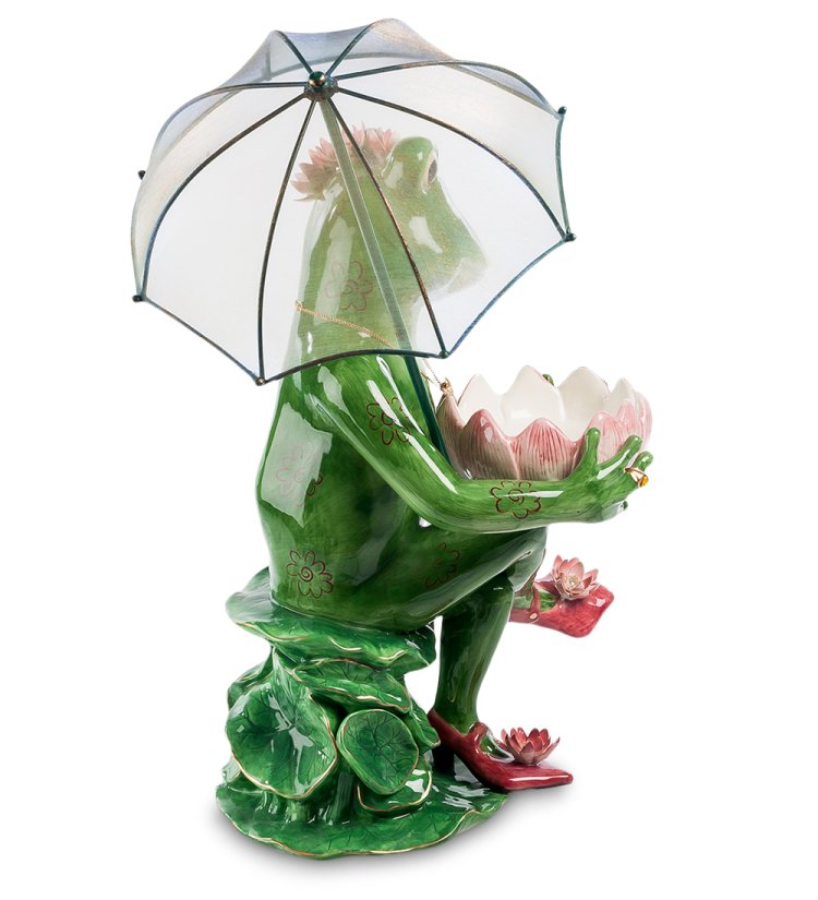 Фигурка из керамики царевна лягушка с зонтиком Pavone CMS-02/ 3, фотография с боку