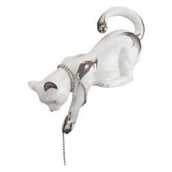 Статуэтка Белая Кошка спрыгивающая, Платиновый декор