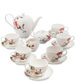 Чайный сервиз на 6 персон из фарфора Райская птица