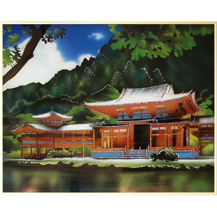 Картина Японский домик c кристаллами Swarovski