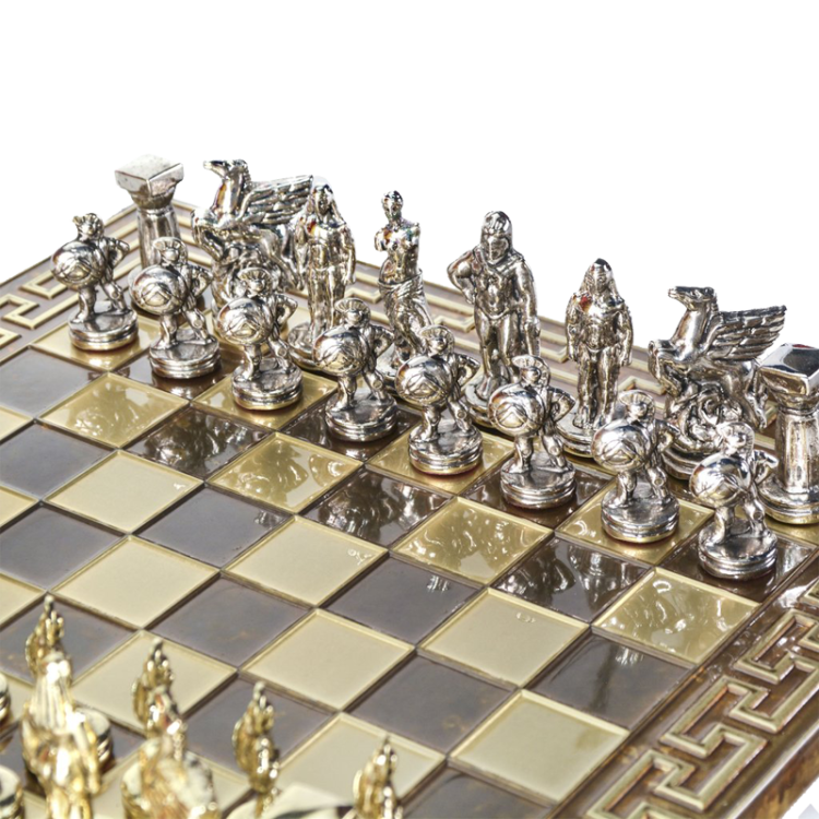 Шахматы на коричневой доске Древняя Спарта Manopoulos MP-S-16-28-MBRO, вид сверху