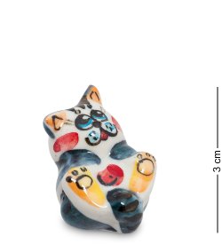 Фигурка Котик на спинке Цветная гжель
