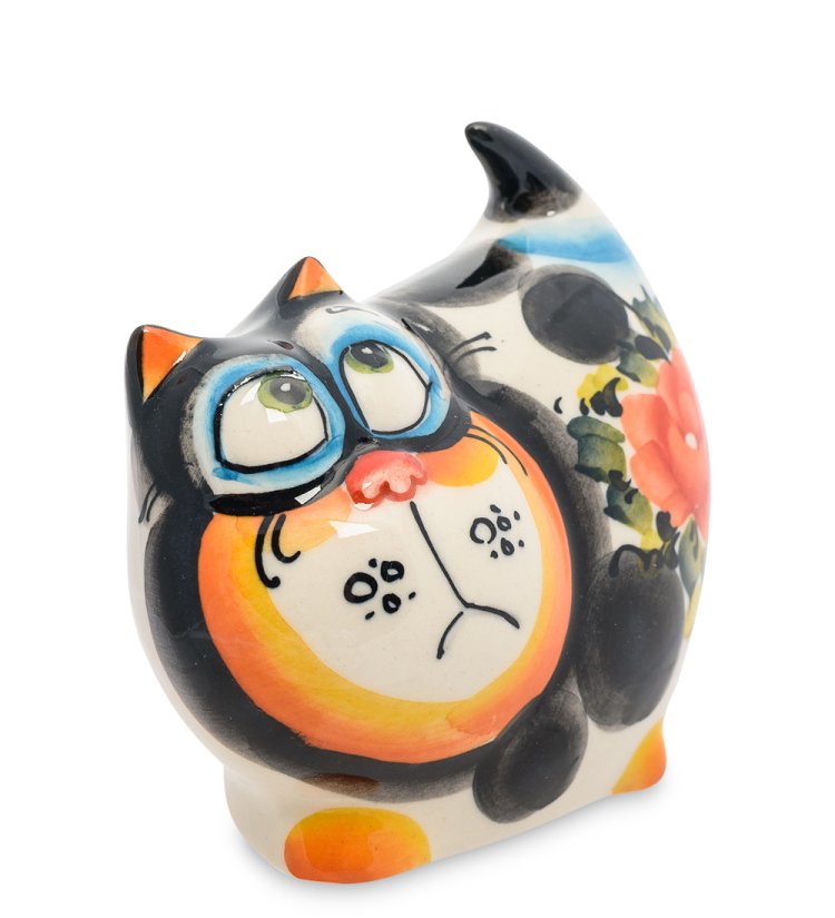 Фигурка Кот пузырь Цветная гжель ГЛ-454, фотография сбоку