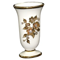 Ваза для цветов с декором золотые Цветы 25 см