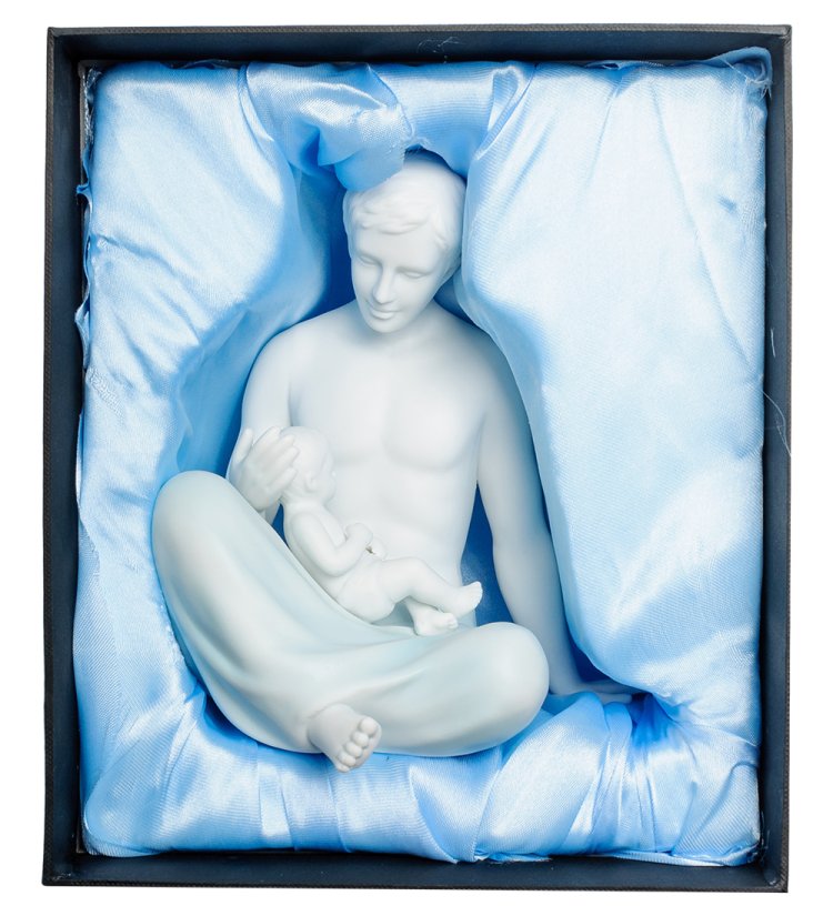 Статуэтка из бисквитного фарфора Отец с ребенком Pavone VS- 26, фотография в упаоквке