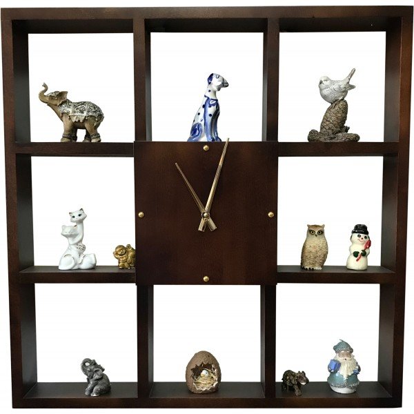 Настенные часы из дерева с полочками Бриг Ч-19, вариант оформления