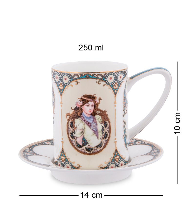 Чайный набор на 2 персоны с чайником Габриэлла Pavone JK- 57, фотография кружки и блюдца