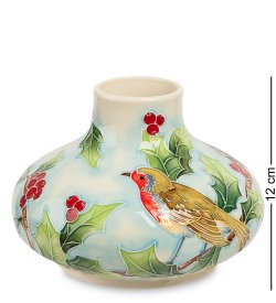 Низкая Вазочка из фарфора Птичка на дереве