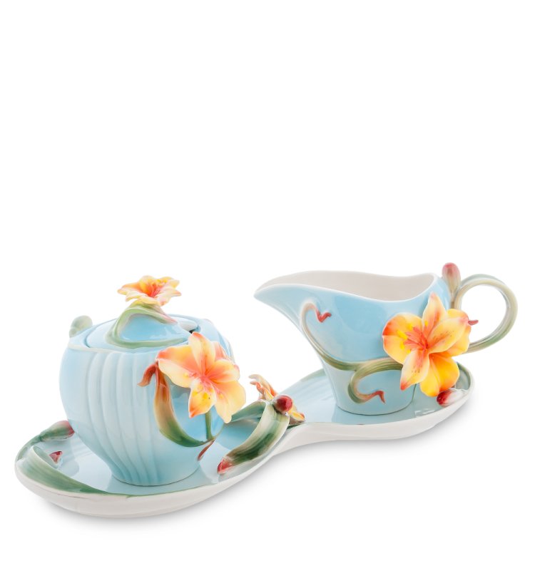 Набор сахарница и молочник из фарфора Лилии Pavone FM-05/ 4