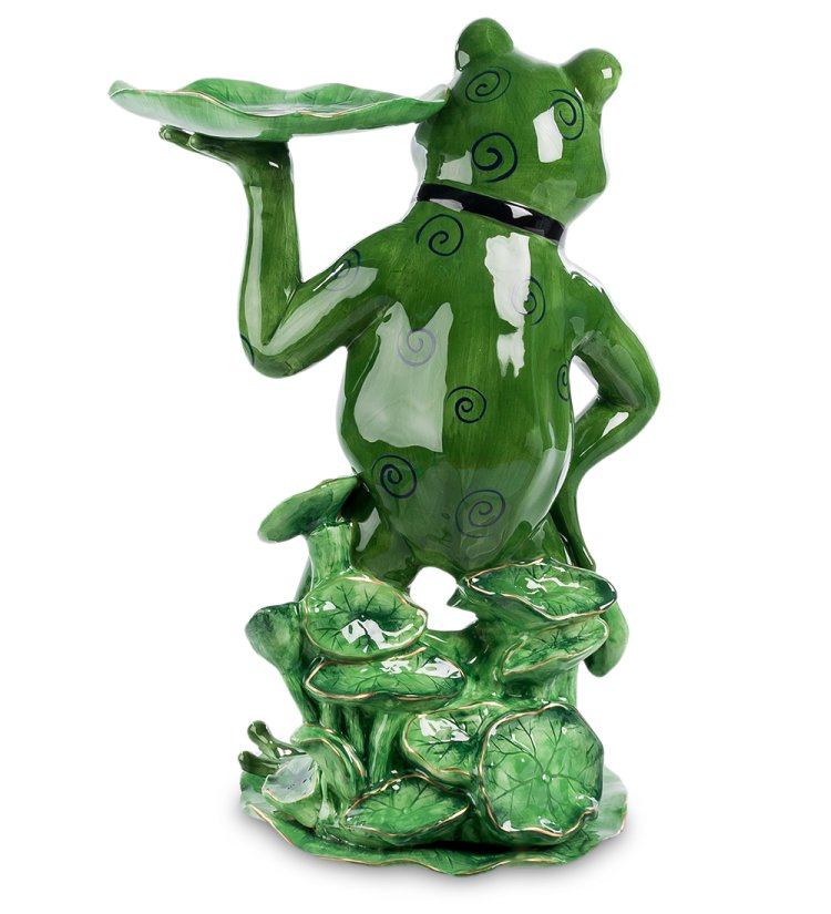 Фигурка из керамики Лягушка официант Pavone CMS-02/14, фотография со спины