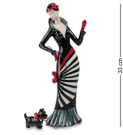 Статуэтка из фарфора Дама в черном платье с собакой