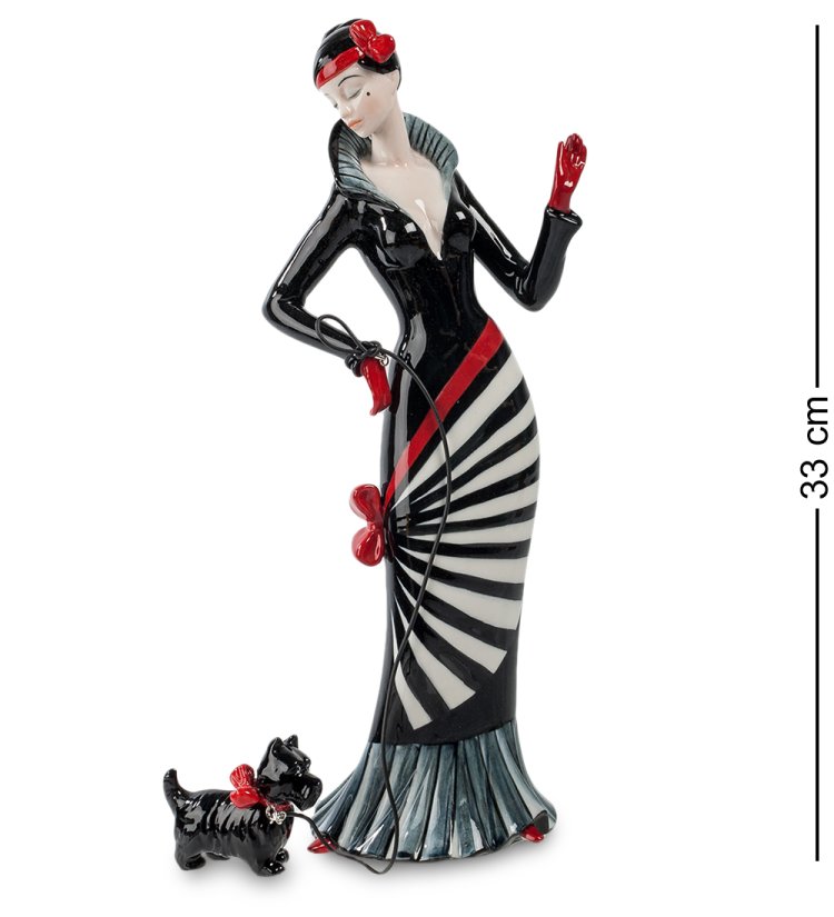 Статуэтка из фарфора Дама в черном платье с собакой Pavone JP-38/ 5