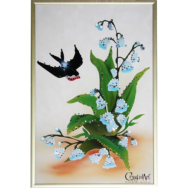 Картина Первая ласточка c кристаллами Swarovski
