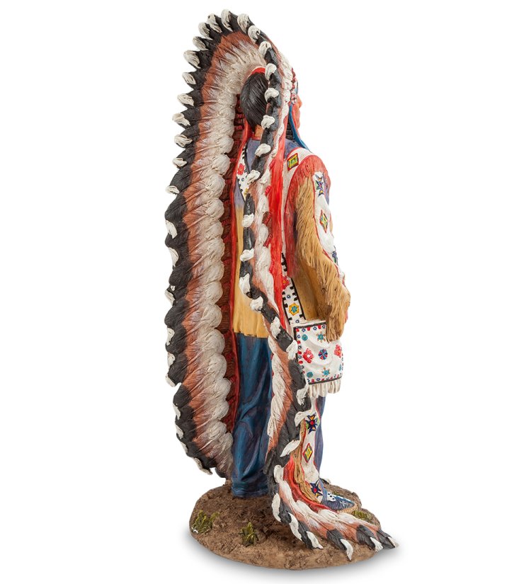 Статуэтка Индеец - Воин с ружьем Veronese WS-724, оборотная сторона