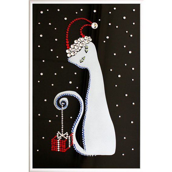 Картина Год кота c кристаллами Swarovski