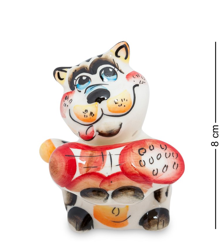 Фигурка Кот с колбасой Цветная гжель ГЛ-155