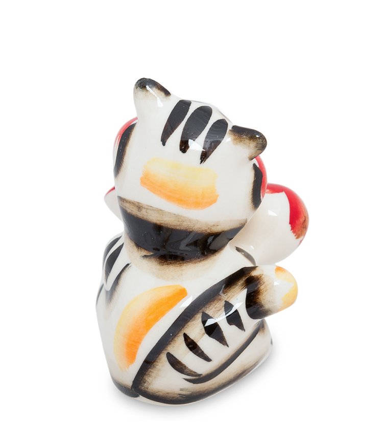 Фигурка Кот с колбасой Цветная гжель ГЛ-155, фотография со спины