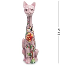 Статуэтка из фарфора Розовая кошка сидит