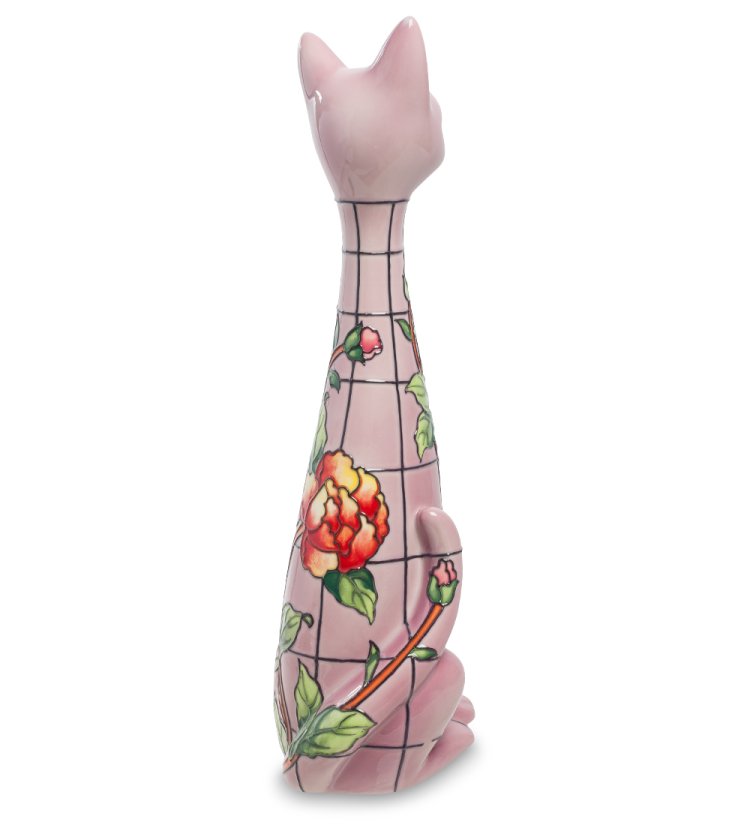 Статуэтка из фарфора Розовая кошка сидит Pavone JP-11/ 34, фотография спины