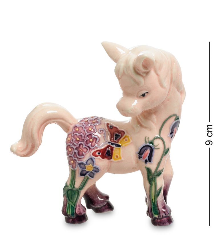 Статуэтка из фарфора Розовая Лошадка с бабочкой Pavone JP-115/ 9