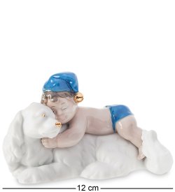 Статуэтка из фарфора Мальчик на собачке Празднуем вместе