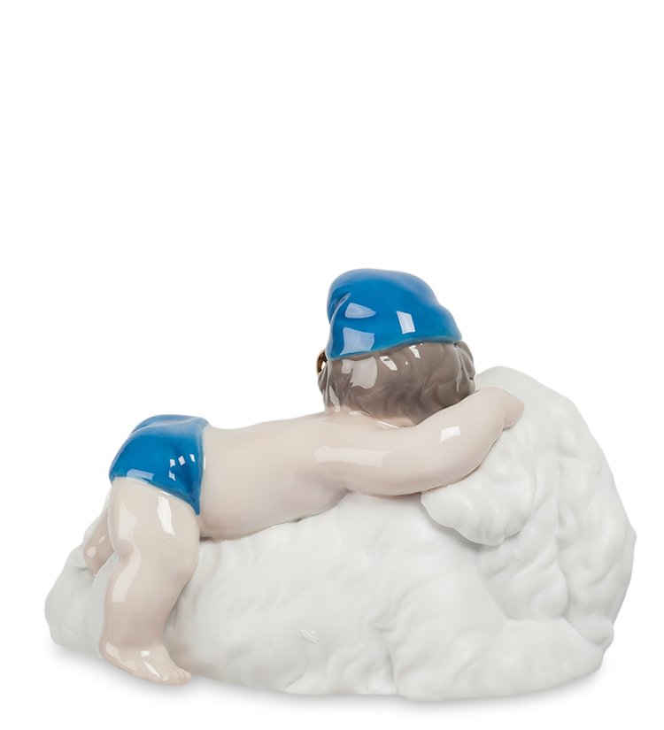 Статуэтка из бисквитного фарфора Мальчик на собачке Празднуем вместе Pavone JP-47/ 12, фотография сбоку