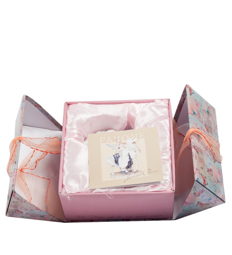 Статуэтка из бисквитного фарфора Мальчик на собачке Празднуем вместе Pavone JP-47/ 12, фотография в упаковке