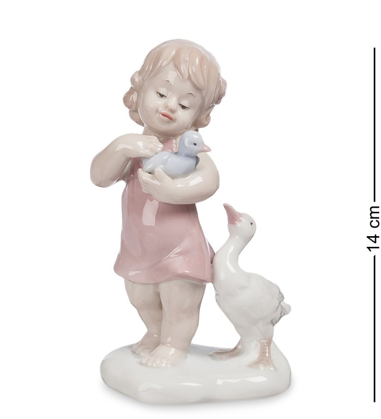 Статуэтка из фарфора Девочка с уткой и утенком Pavone JP-42/ 3