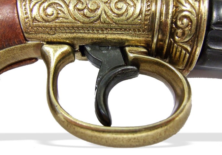 Макет Револьвера Пепербокс, Англия 1840 года, золотой Denix 5071, фотография курка