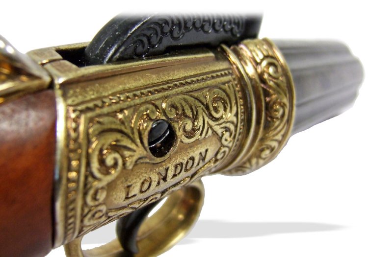 Макет Револьвера Пепербокс, Англия 1840 года, золотой Denix 5071, фотография 4