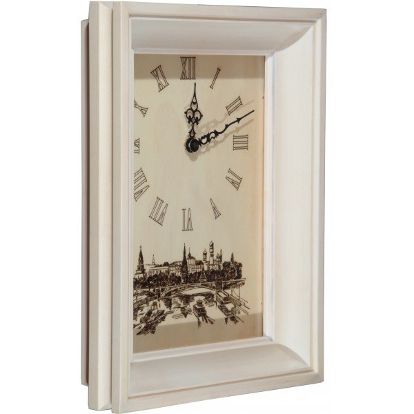 Белые Настенные часы из дерева Старая Москва Бриг Ч-7-1, фотография сбоку