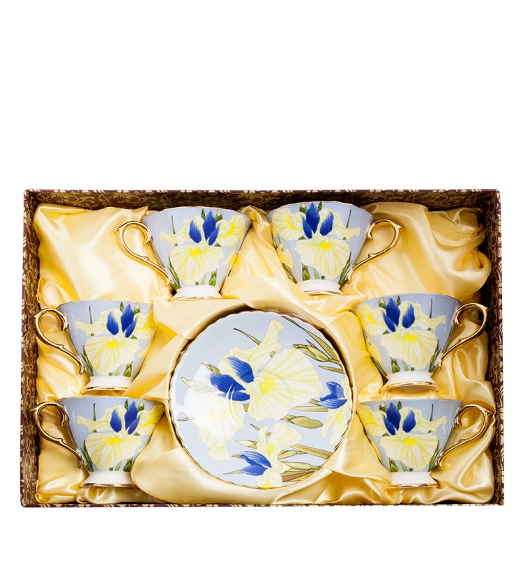 Чайный набор на 6 персон Фиор Дель Аморе, голубой Pavone AS-65, фотография в упаковке